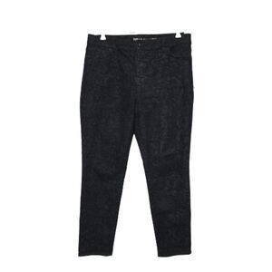 Style & Co Denim Jeans Women 16P Black Slim Leg Leopard Print 5 Pocket